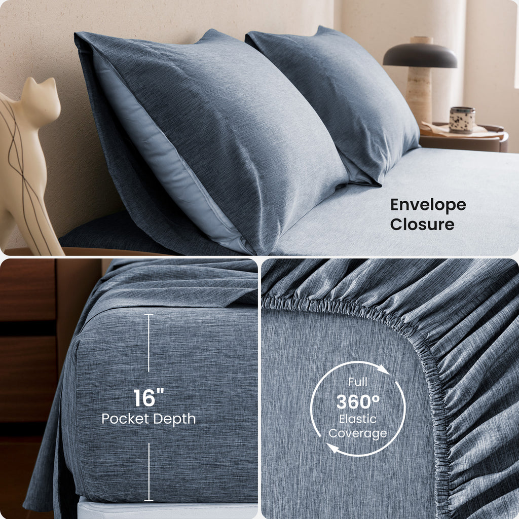 Cationic Microfiber Sheet Set, Brown 16 Inch Deep Pocket, Ultra Soft Breathable
