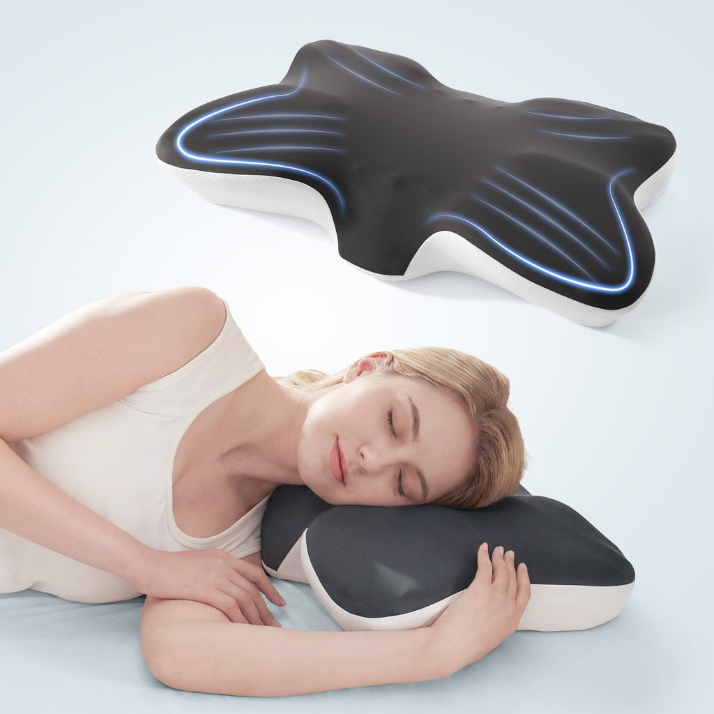Butterfly Shaped Memory Foam Neck Pillow, Ergonomic Cervical Support Side Back Stomach Sleepers