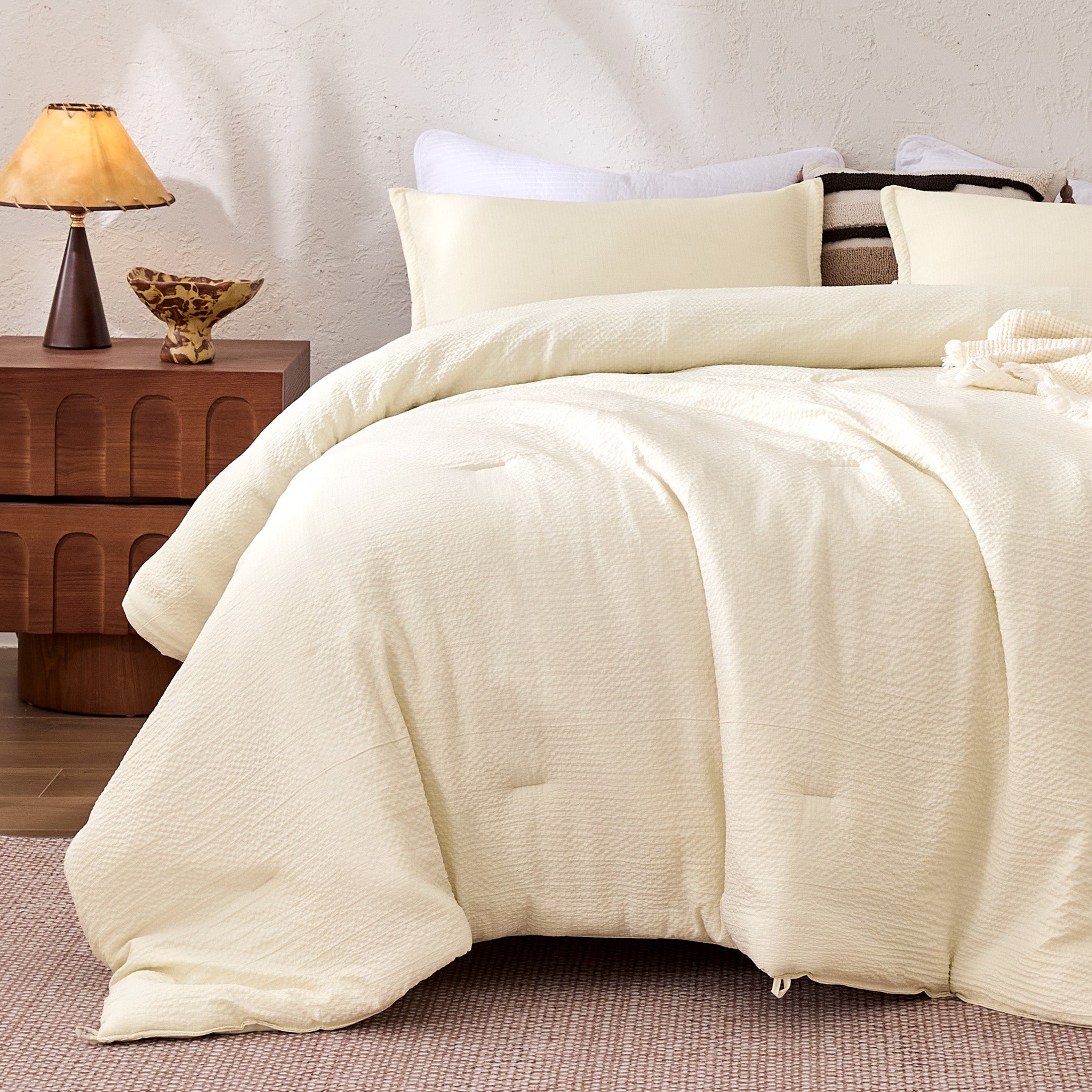 Seersucker Comforter Set, Luxury Ultra Soft Bedding