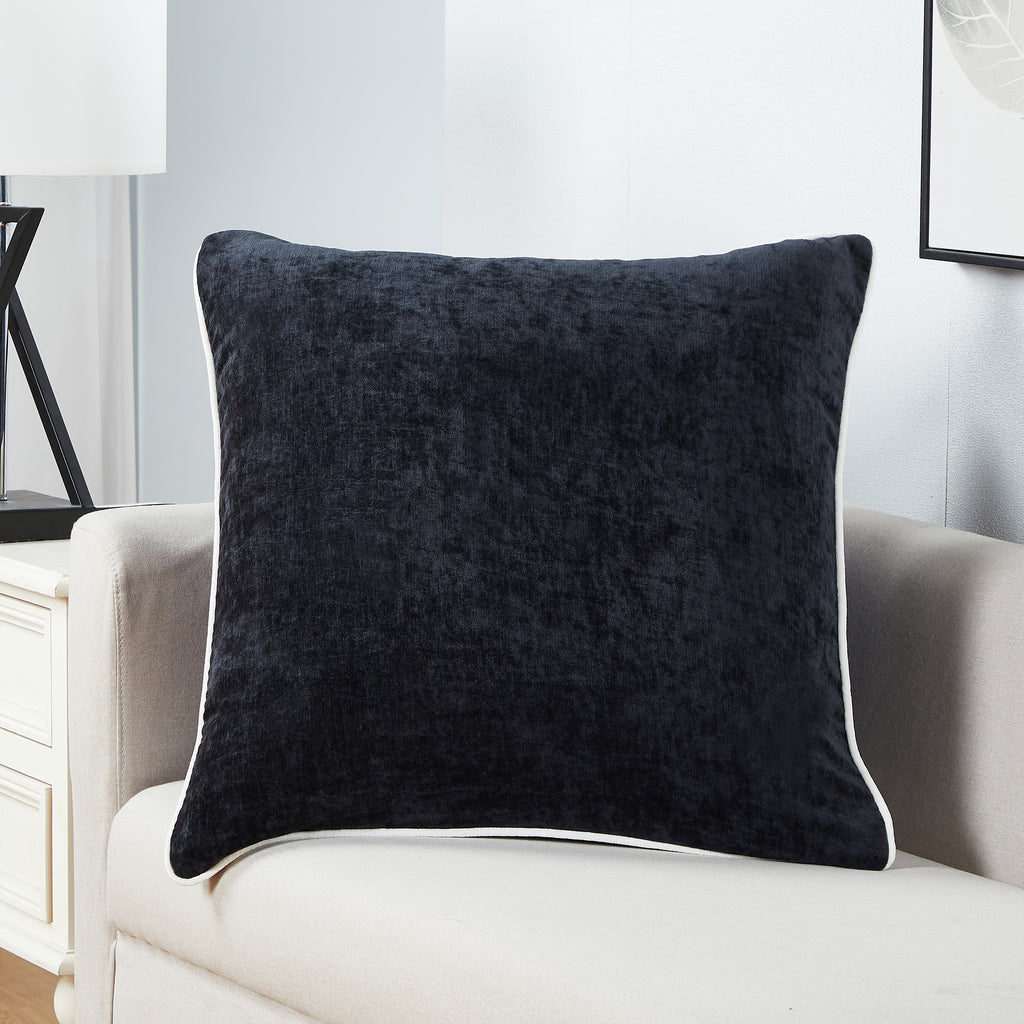 20"x20" Maya Velvet Contrast Cording Decorative Throw Pillow Covers (2 Pack)