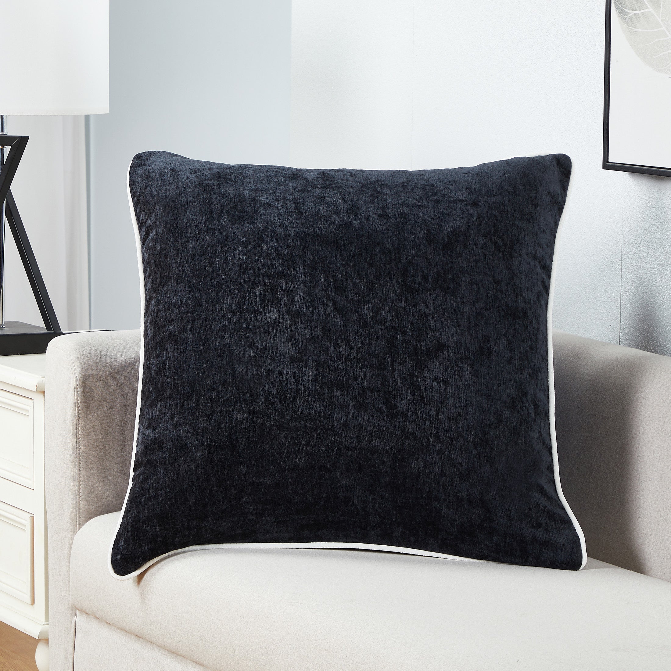 20"x20" Maya Velvet Contrast Cording Decorative Throw Pillow Covers (2 Pack)