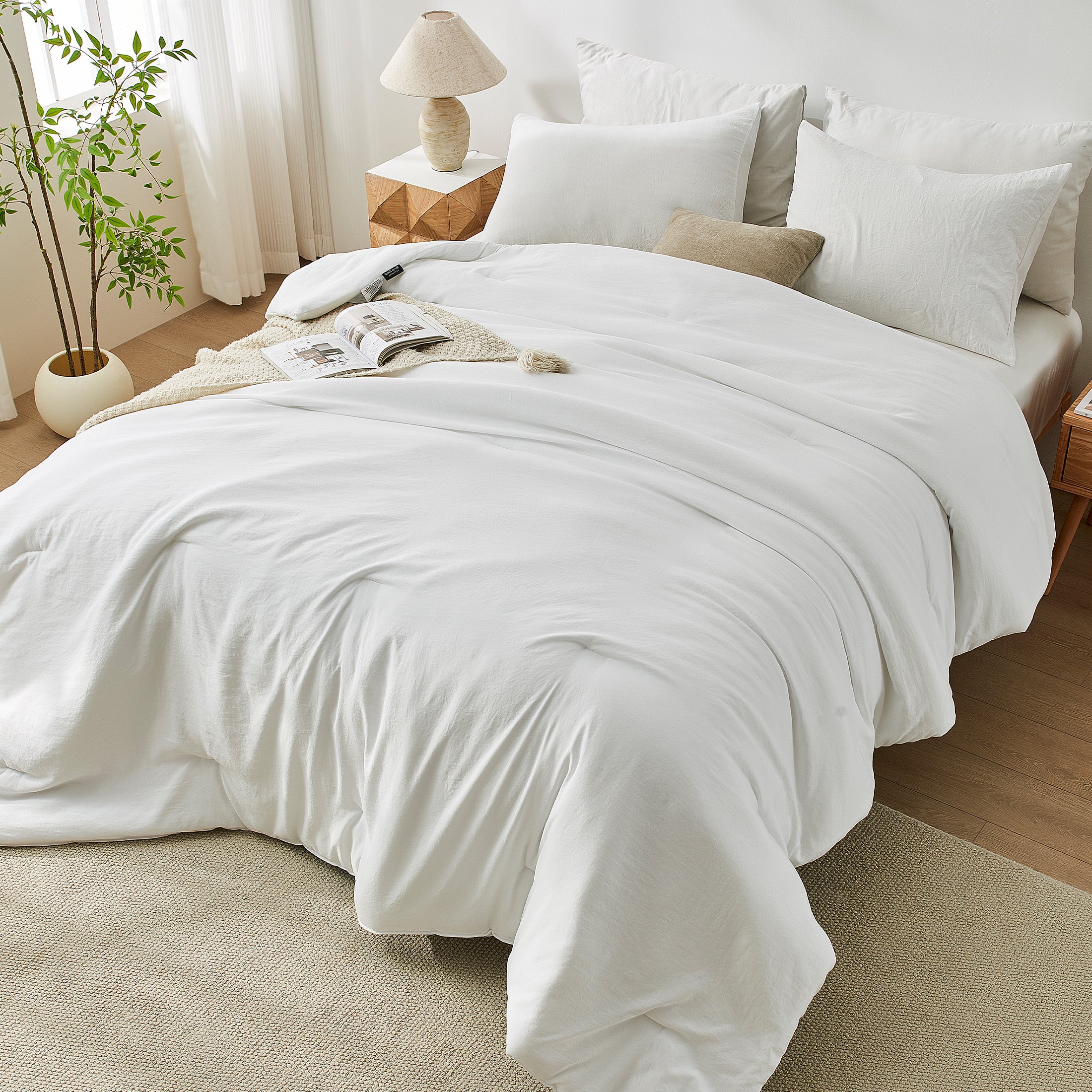 Washed Microfiber Comforter Set, Soft & Breathable