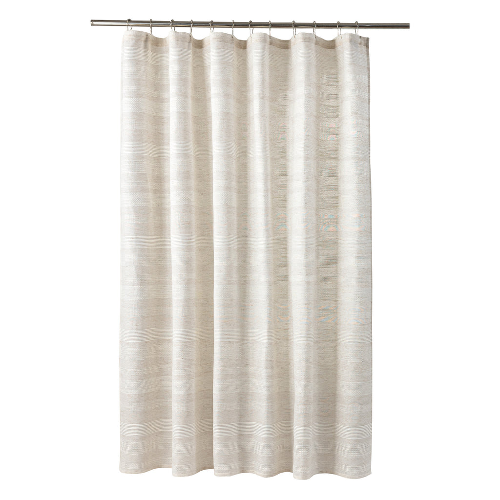 Jacquard Waffle Shower Curtain, Hotel Textured Linen-Look Waterproof Curtains for Bathroom and Bathtubs
