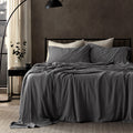 Washed Microfiber - 4 Piece Hotel Luxury Bedding Sheets with Fitted Sheet, Flat Sheet & 2 Pillowcases
