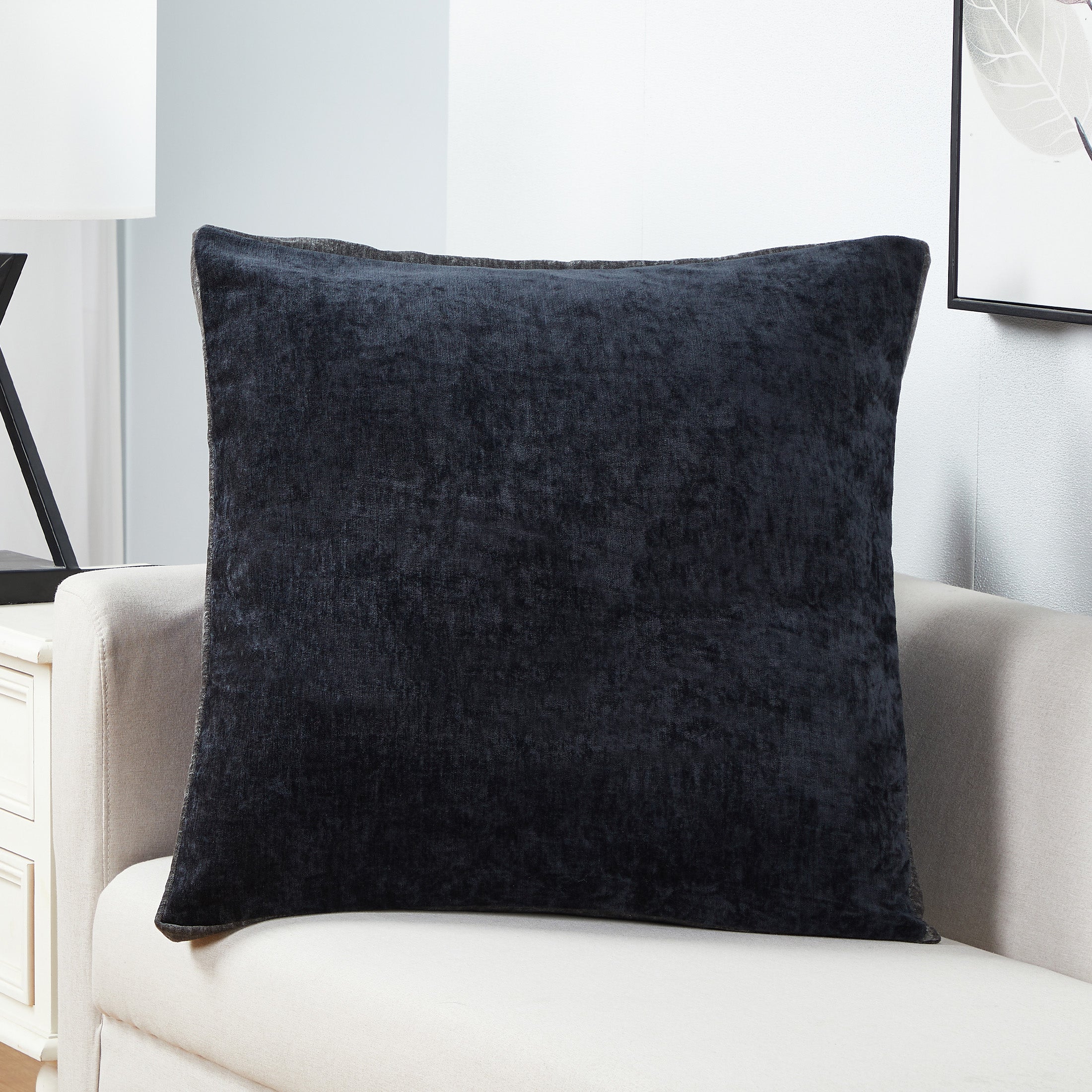 22"x22" Chenille Contrast Gusset Decorative Throw Pillow Covers, Vibrant for Entryway Bench(2 Pack)