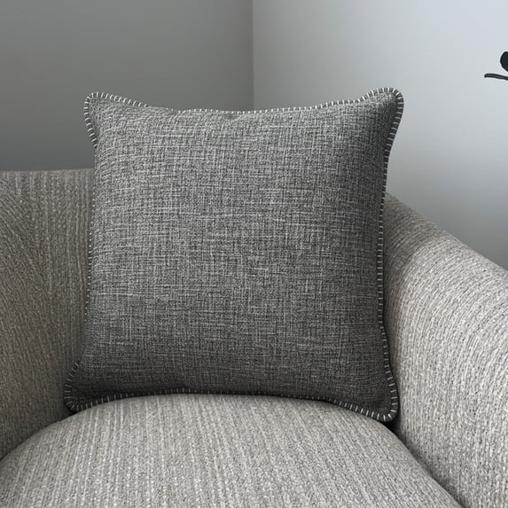 20"x20" Gray Polyester Weathered Whipstitch Decorative Throw Pillow Covers, Durable Vintage for Sofa Decor(2 Pack)