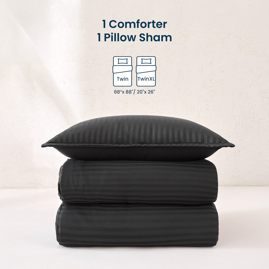 Striped Jacquard Bedding Set, Luxury Ultra Soft Comforter Set