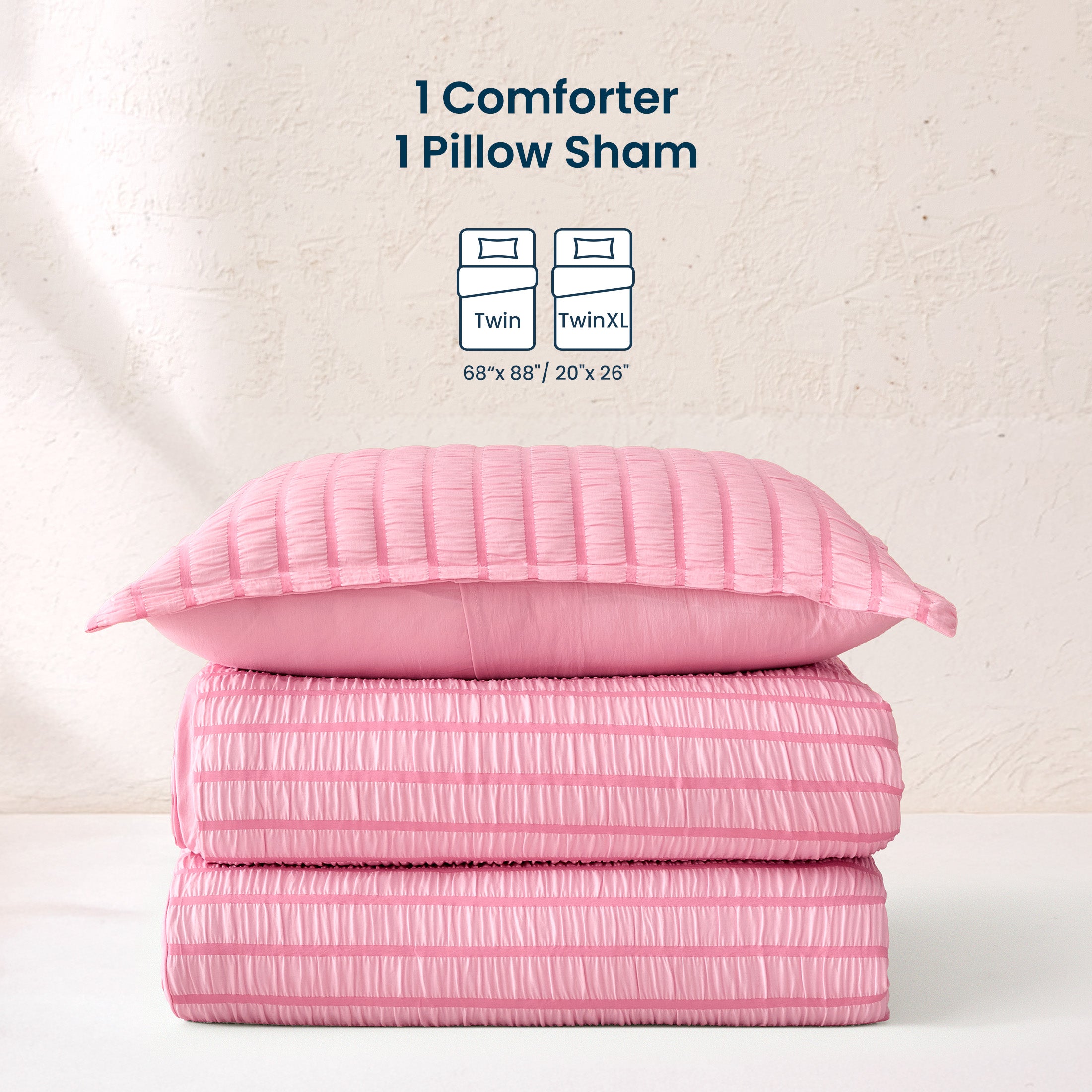 Seersucker Stripe Comforter Set, OEKO-TEX Ultra-Soft Down Alternative Bedding