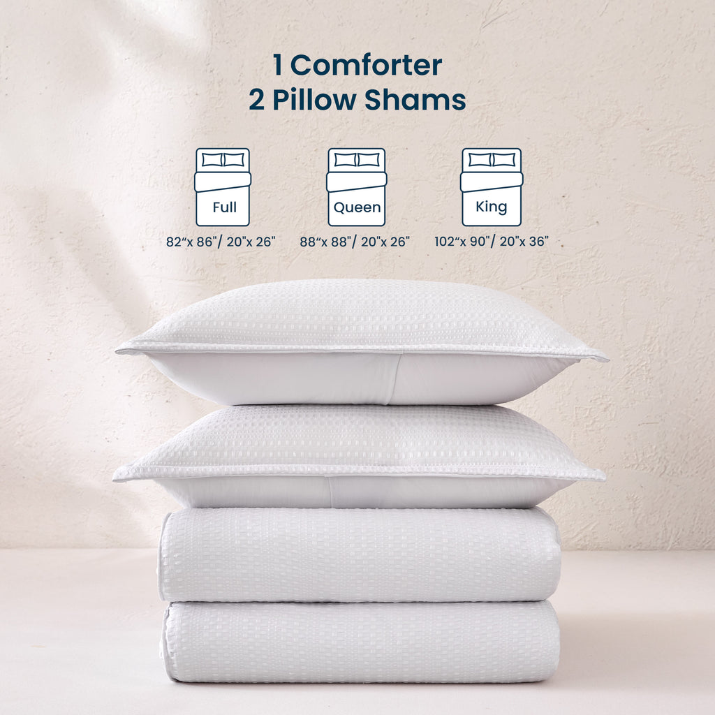 3D Waffle Comforter Set, OEKO-TEX Ultra-Soft Down Alternative Bedding