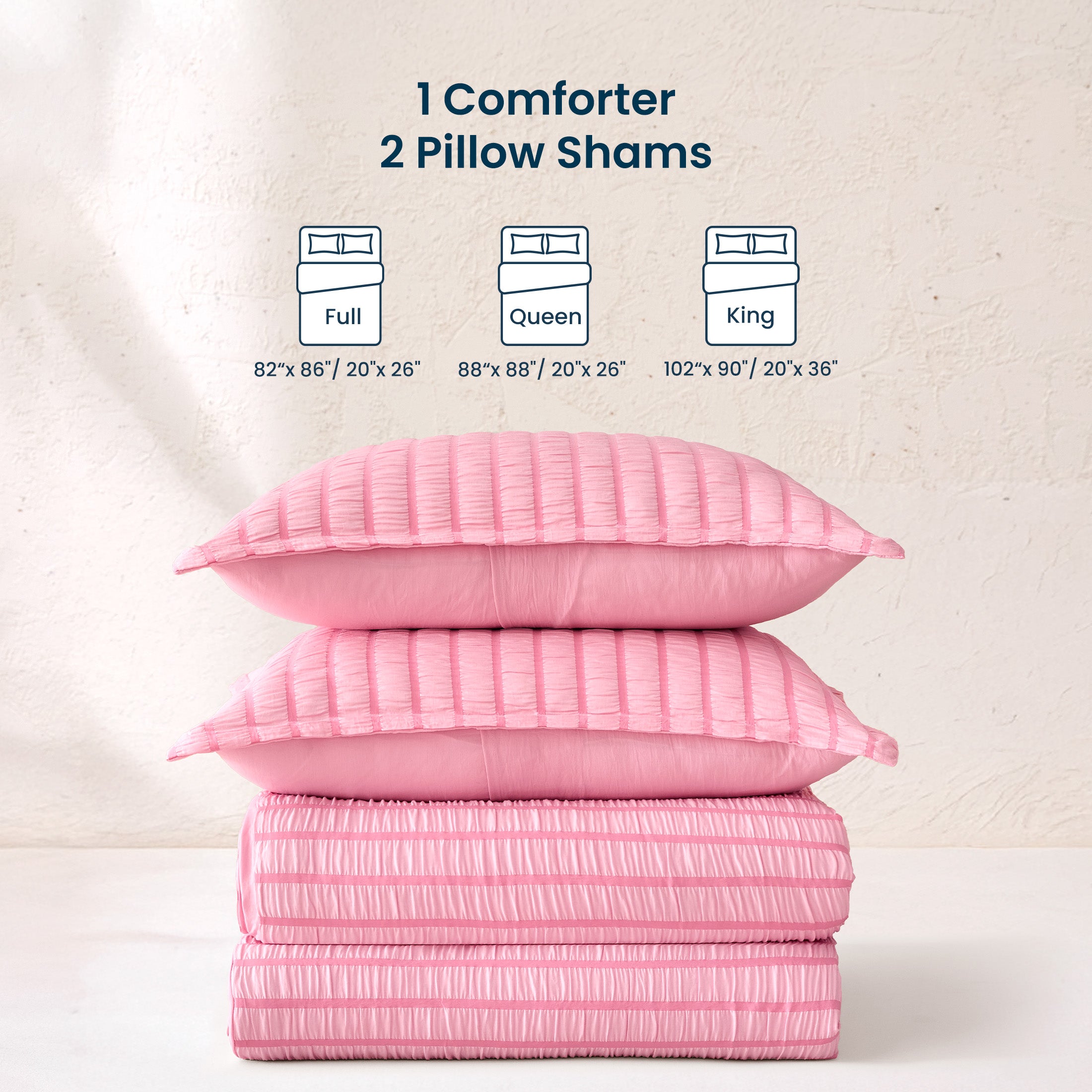 Seersucker Stripe Comforter Set, OEKO-TEX Ultra-Soft Down Alternative Bedding
