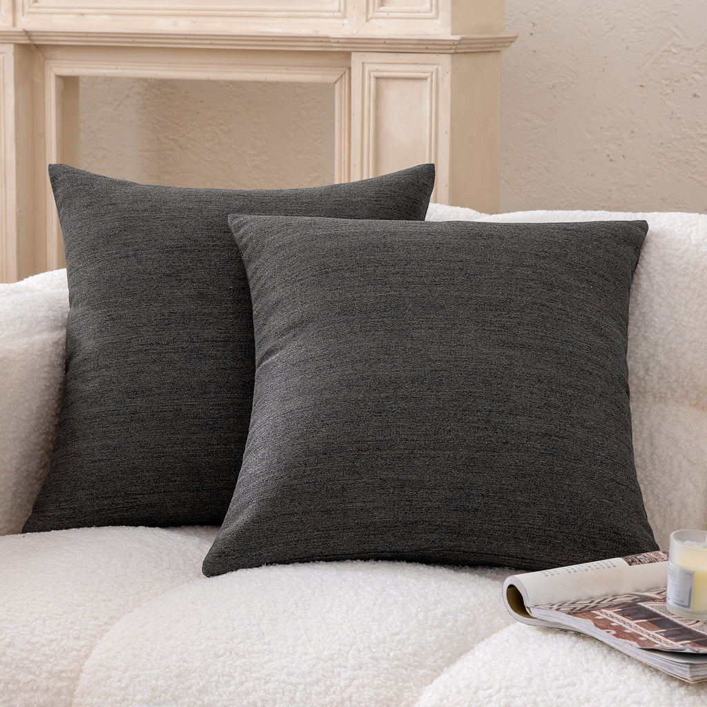 2 Pack 18"x18" Cationic-Dyed Linen Look Throw Pillow Covers