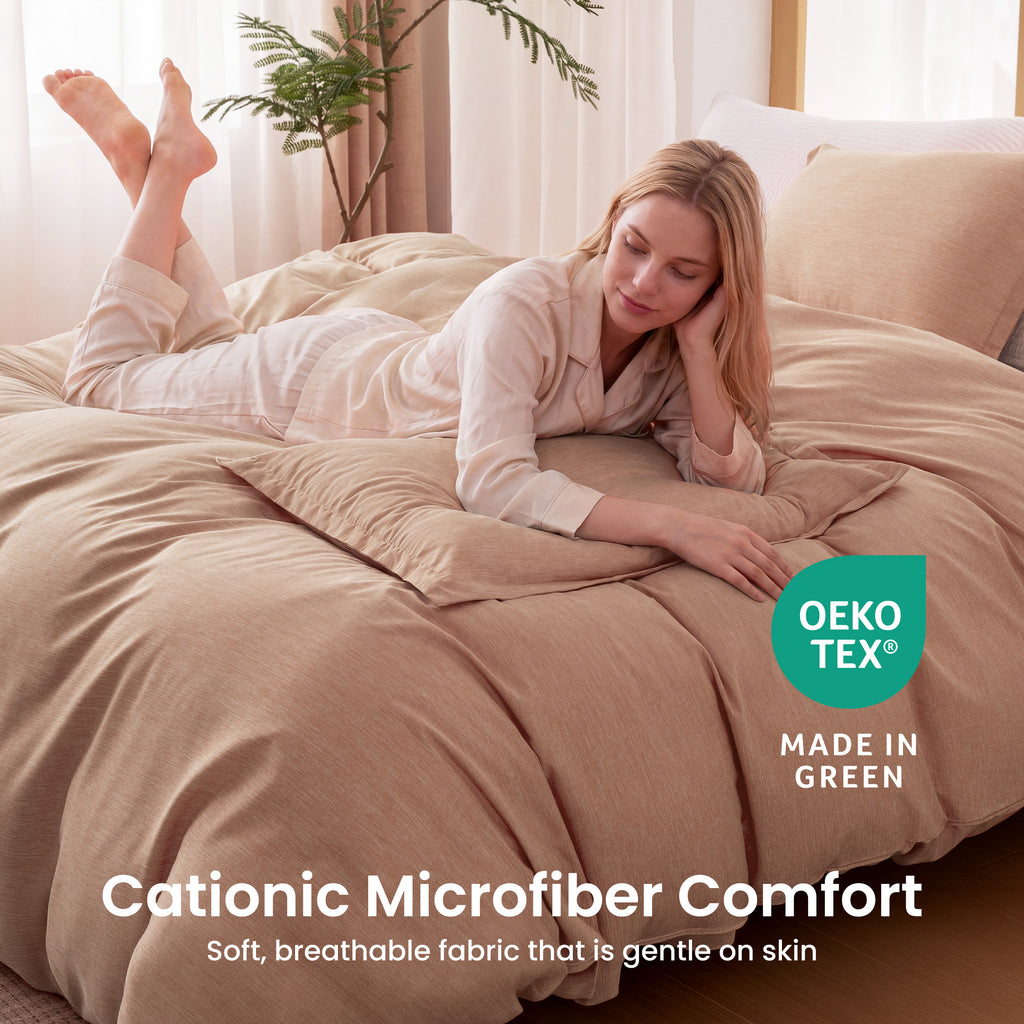 Cationic Microfiber Duvet Cover Set, Soft & Breathable