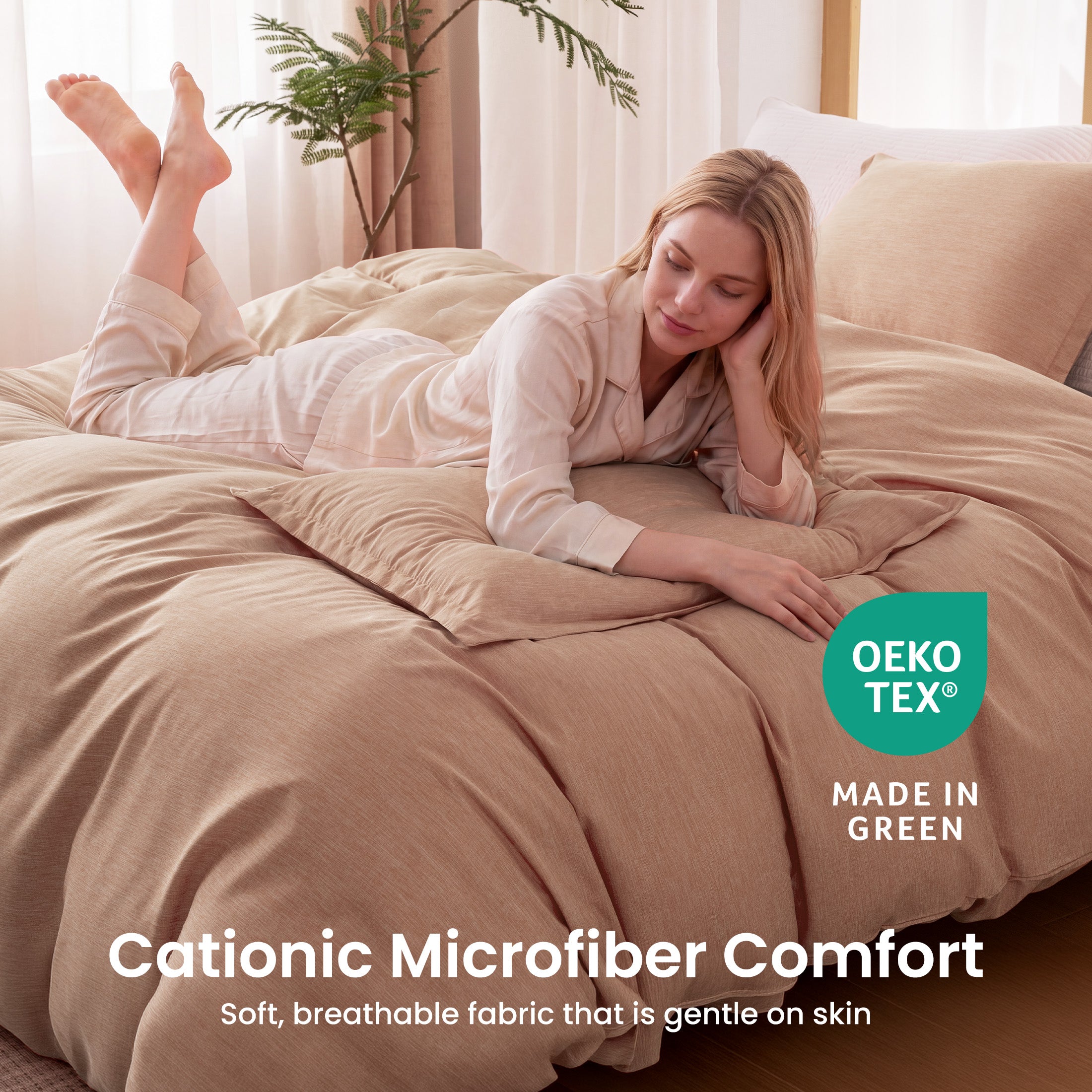 Cationic Microfiber Duvet Cover Set, Soft & Breathable