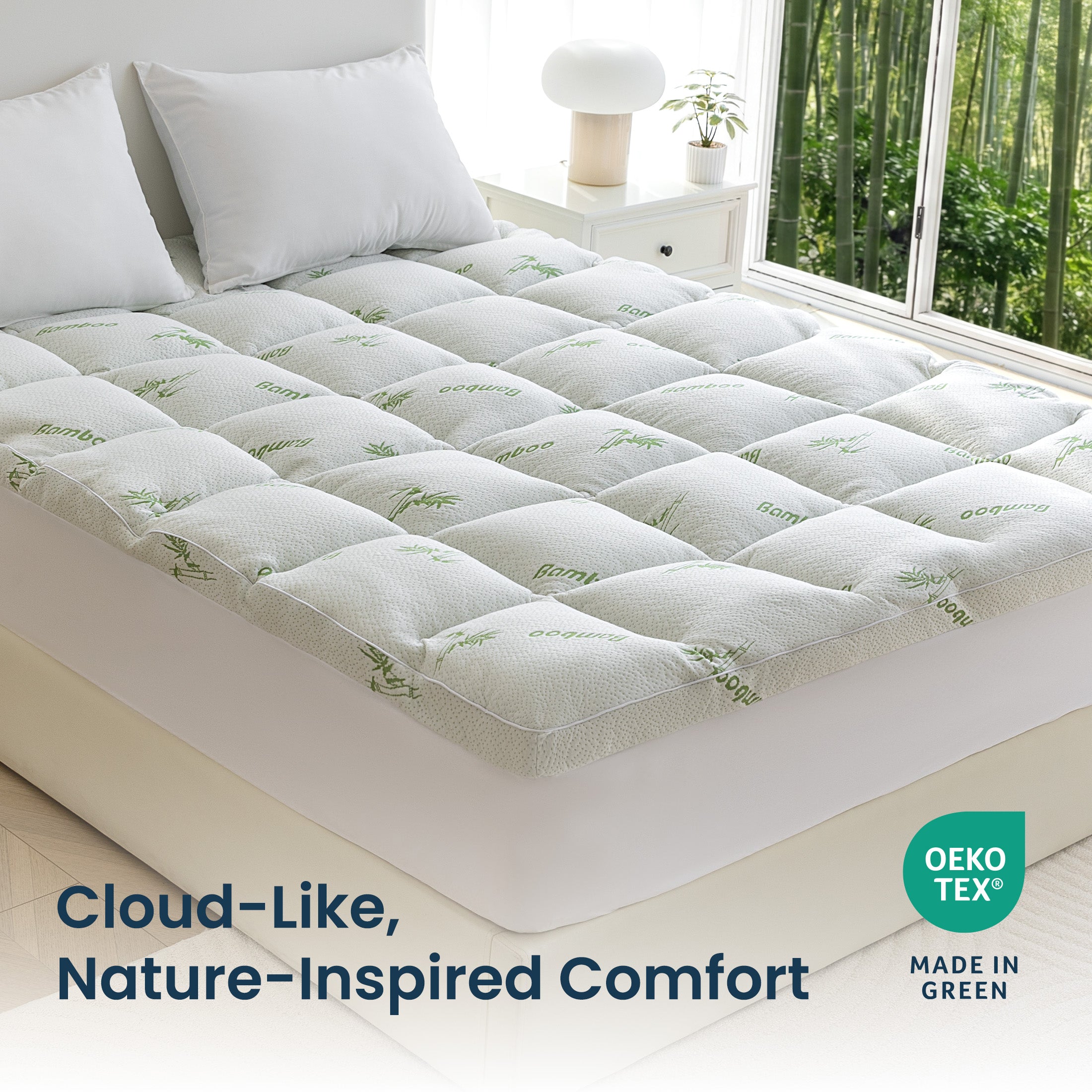 Sleep Zone Bamboo Mattress Topper California with Deep Pockets