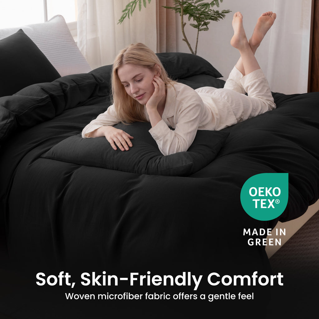 Washed Microfiber 100gsm Duvet Cover Set, All Season Bedding