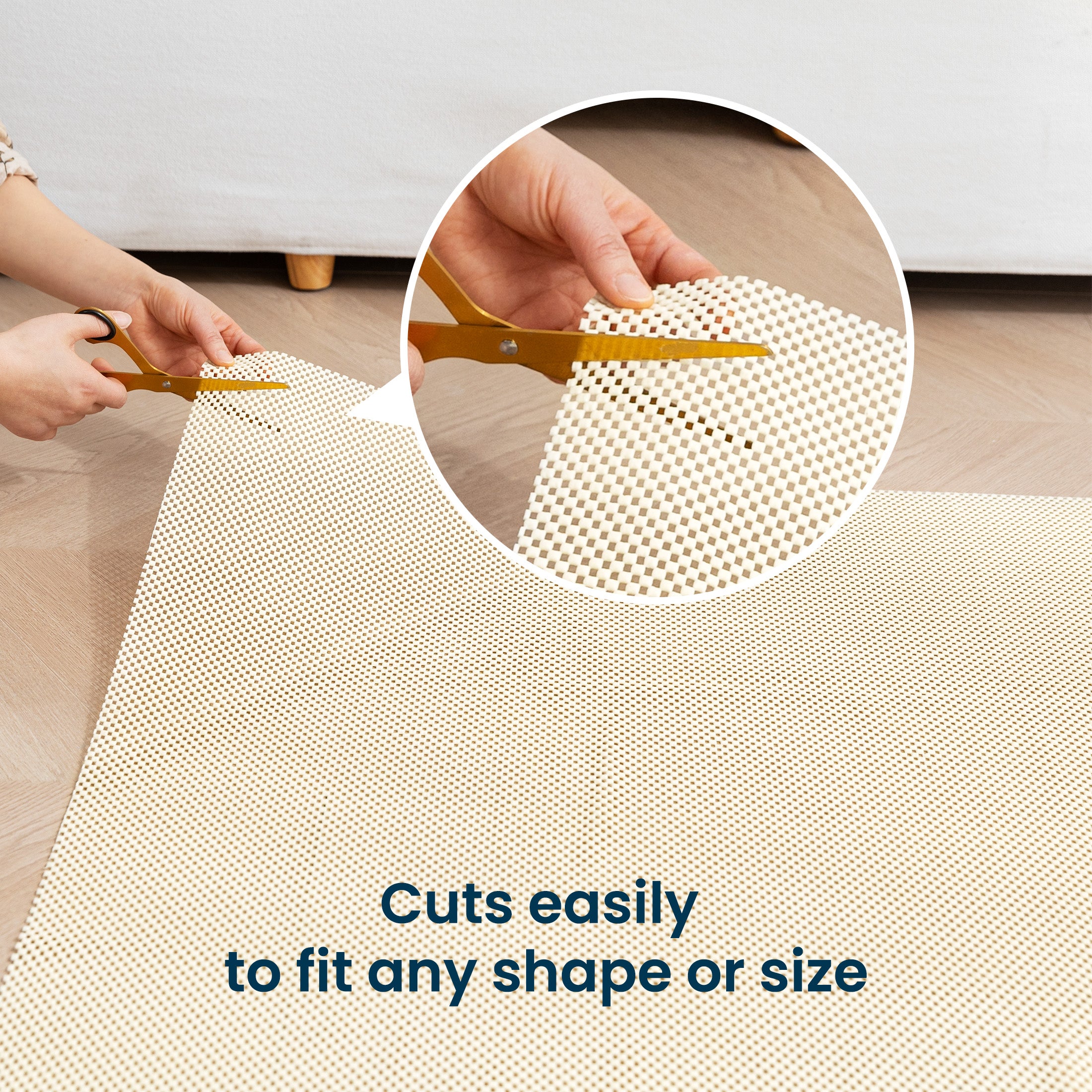 Mat Pad Gripper, Non Slip Reusable PVC Rug Pad Stays in Place, Beige