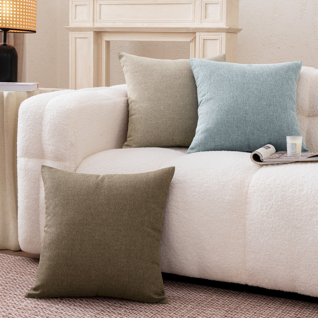 Linen Look Throw Pillow Covers 18x18 Inch, Set of 2