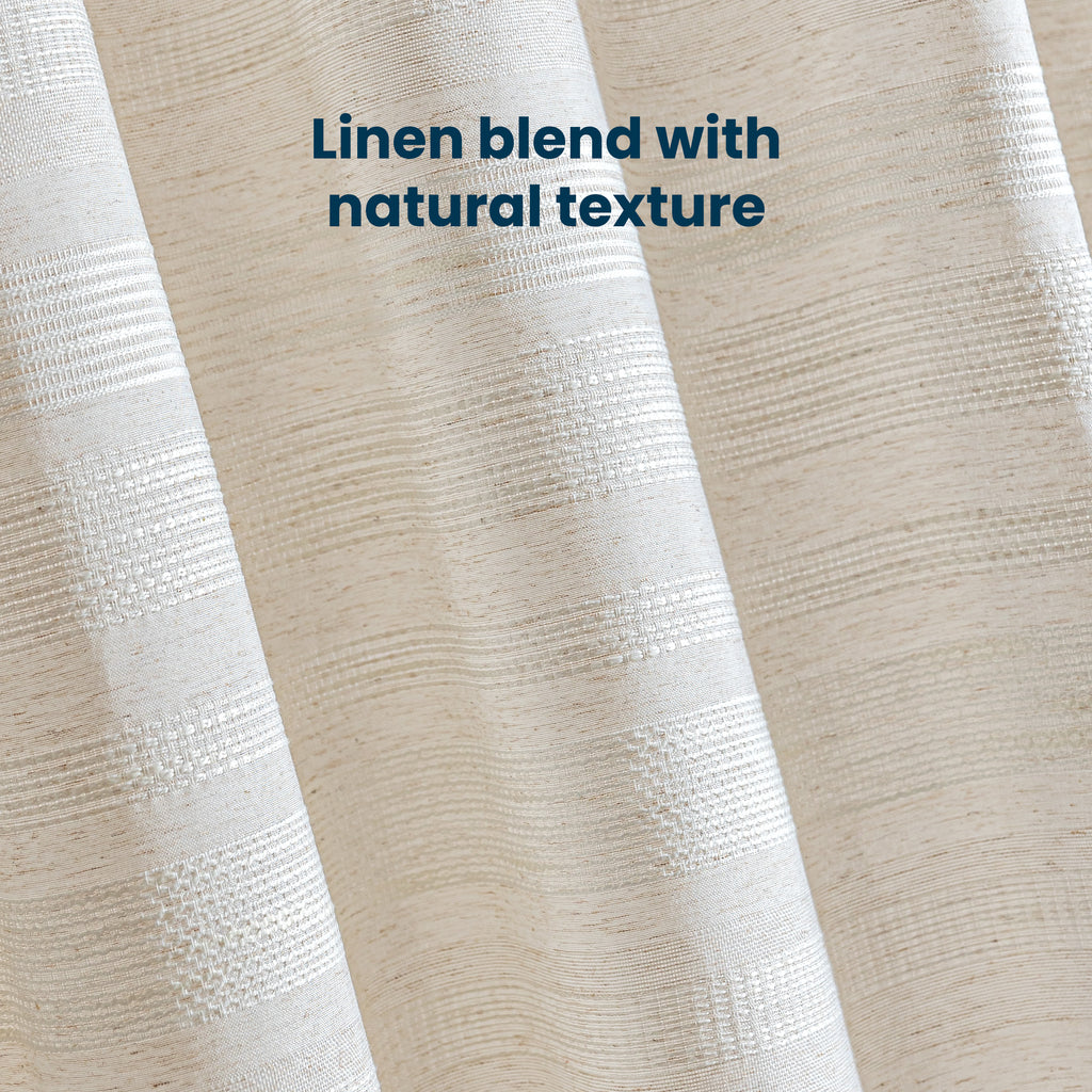 Jacquard Waffle Shower Curtain, Hotel Textured Linen-Look Waterproof Curtains for Bathroom and Bathtubs