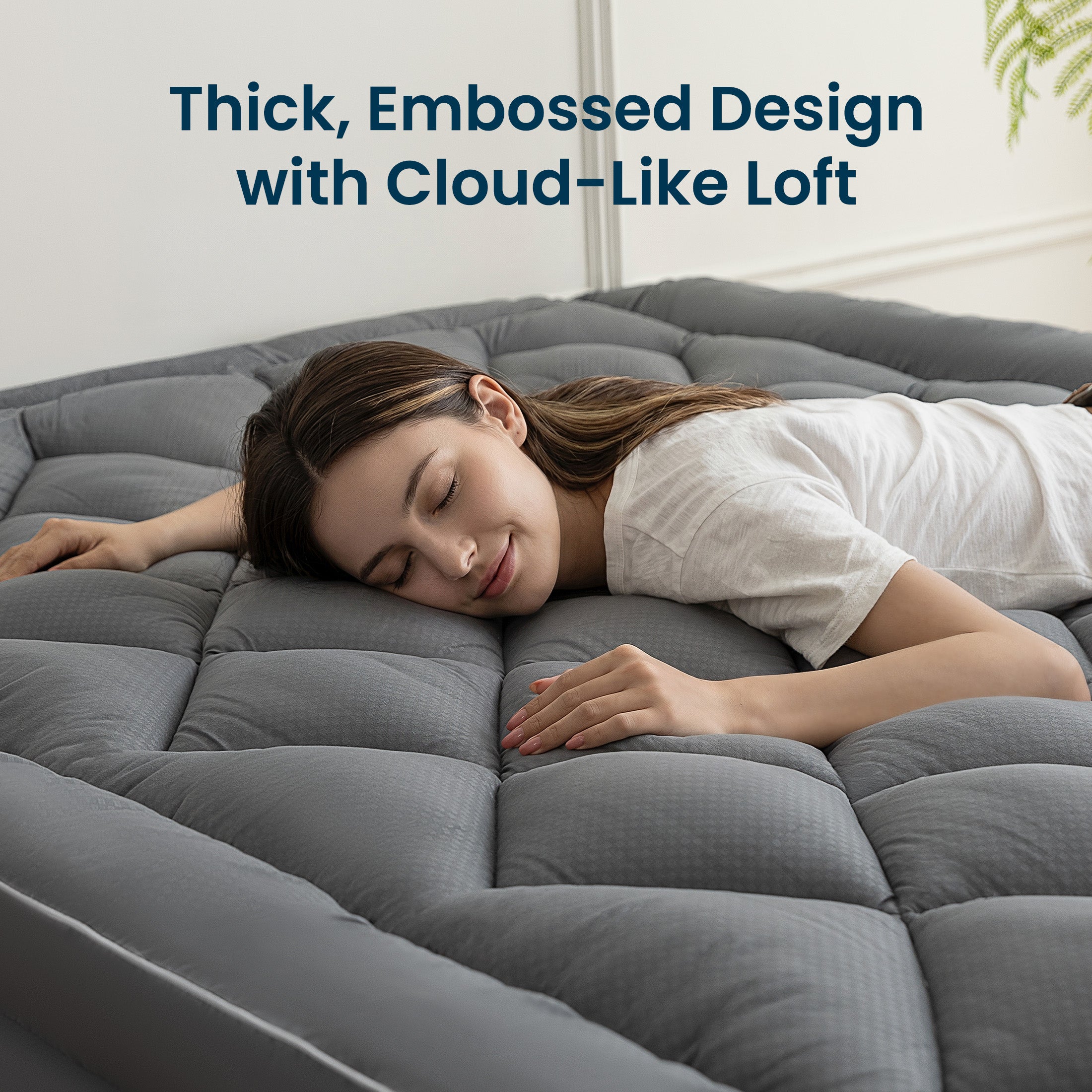 Mattress Topper, Ultra Thick Cloud Soft, Deep Pocket Embossed