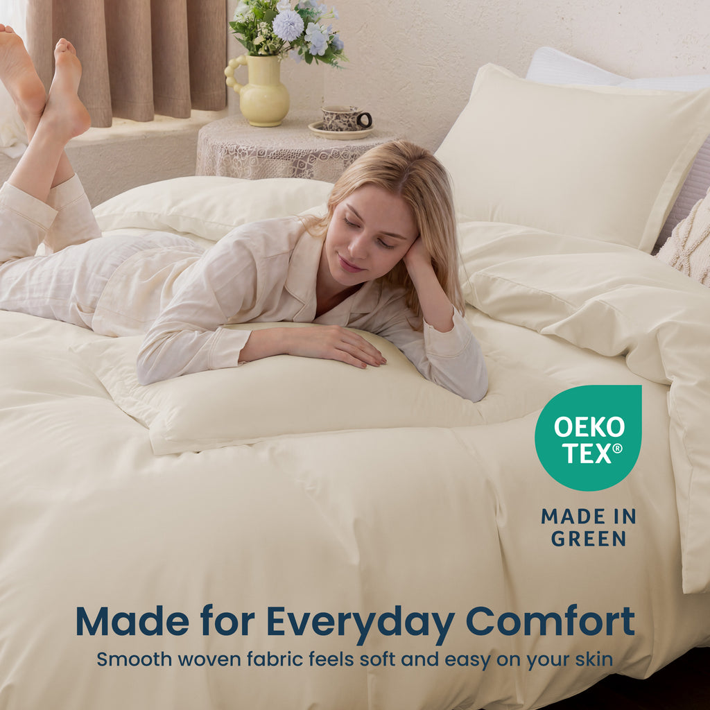 90gsm Duvet Cover Set Soft Microfiber Bedding with Zipper & Corner Ties