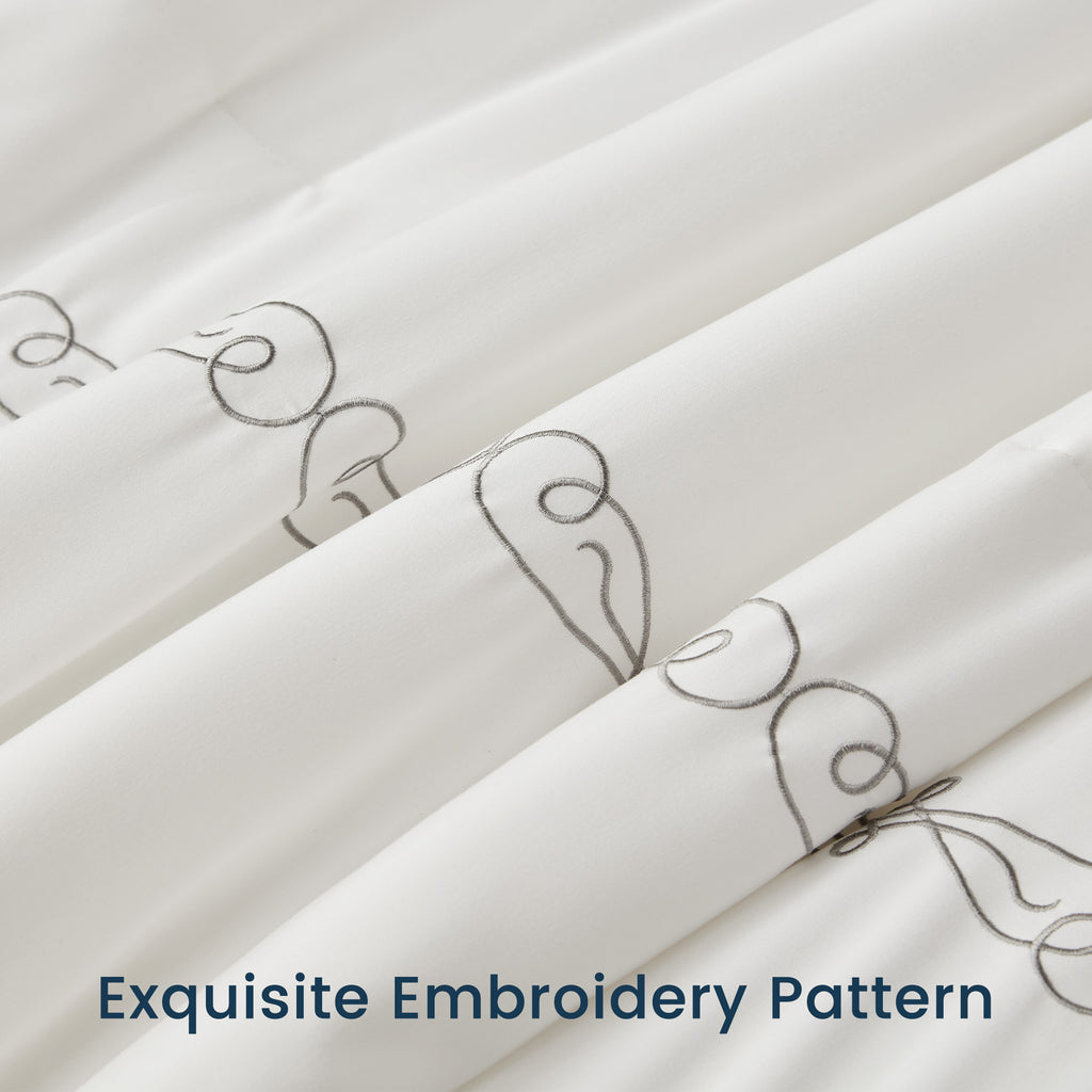 Luxury Hotel Collection Comforter Set, 3 Pieces Fluffy Lightweight Down Alternative Duvet Insert with Embroidered Stripes