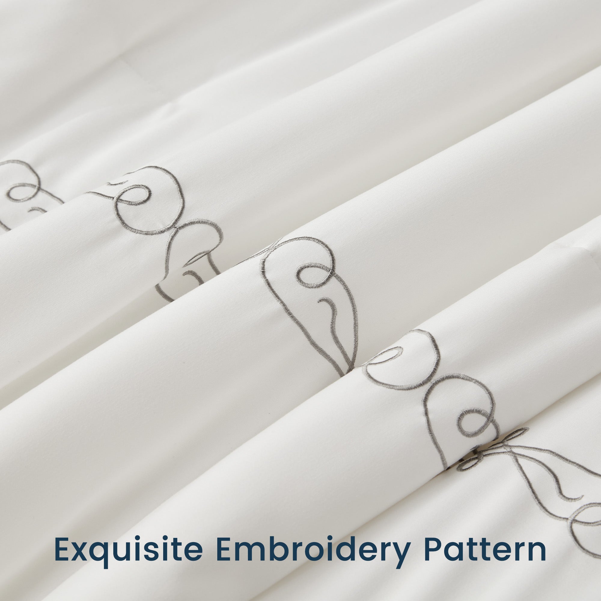 Luxury Hotel Collection Comforter Set, 3 Pieces Fluffy Lightweight Down Alternative Duvet Insert with Embroidered Stripes