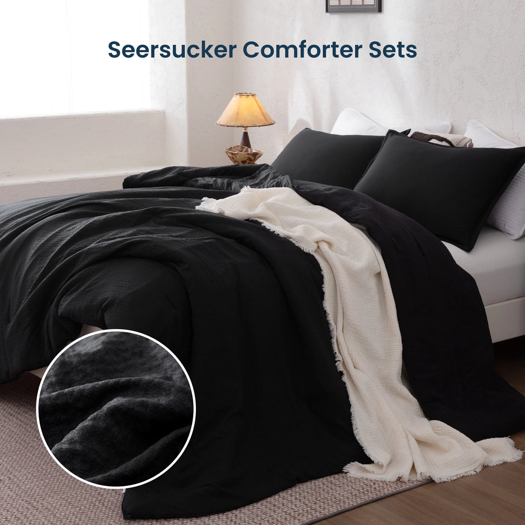 Seersucker Comforter Set, Luxury Ultra Soft Bedding
