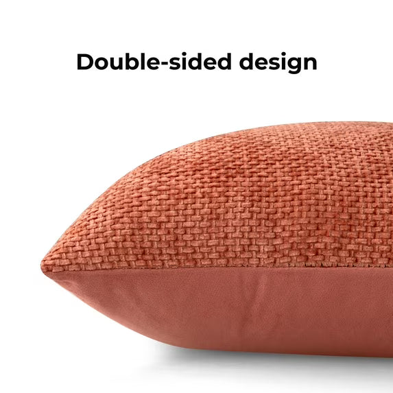 20"x20" Terracotta Chenille Basketweave Decorative Throw Pillow Covers, Warm for Fireplace Area(2 Pack)