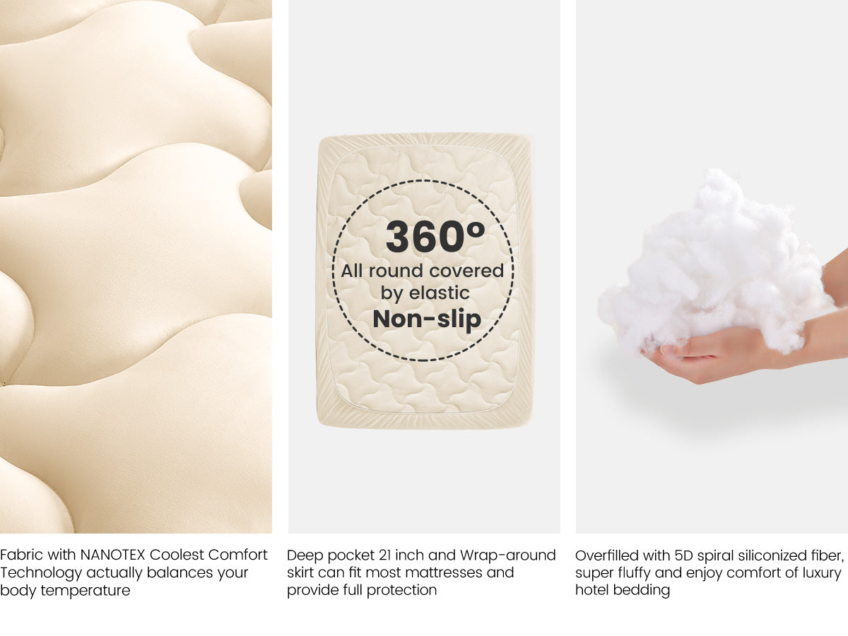 Premium Cooling Mattress Pad for Hot Sleepers - Beige
