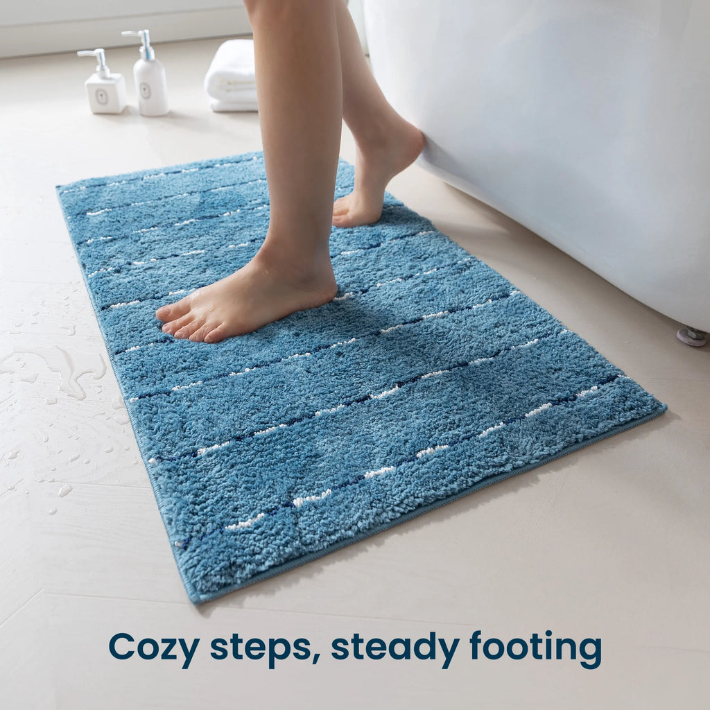 Sleep Zone Bathroom Rugs Bath Mat Set of 2 Ultra Soft surface Striped Space-Dyed