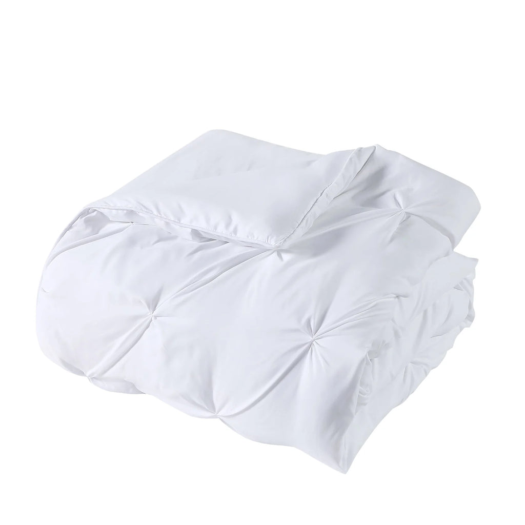Pinch Pleat Comforter Set, Soft Lightweight Polyester Bedding with Elegant Pleated Design, All Season Warmth, Durable & Machine Washable