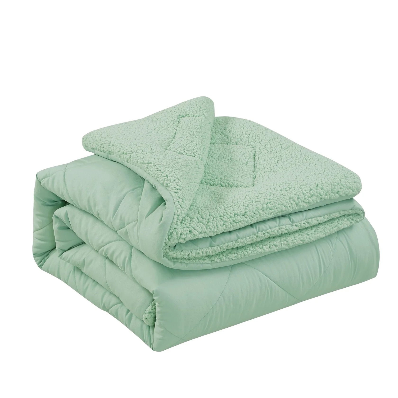 Flannel Pinch Pleat Comforter Set, Soft Velvet-Like Warm Bedding, All Season Cozy Bed Set with Hollow Fiber Fill