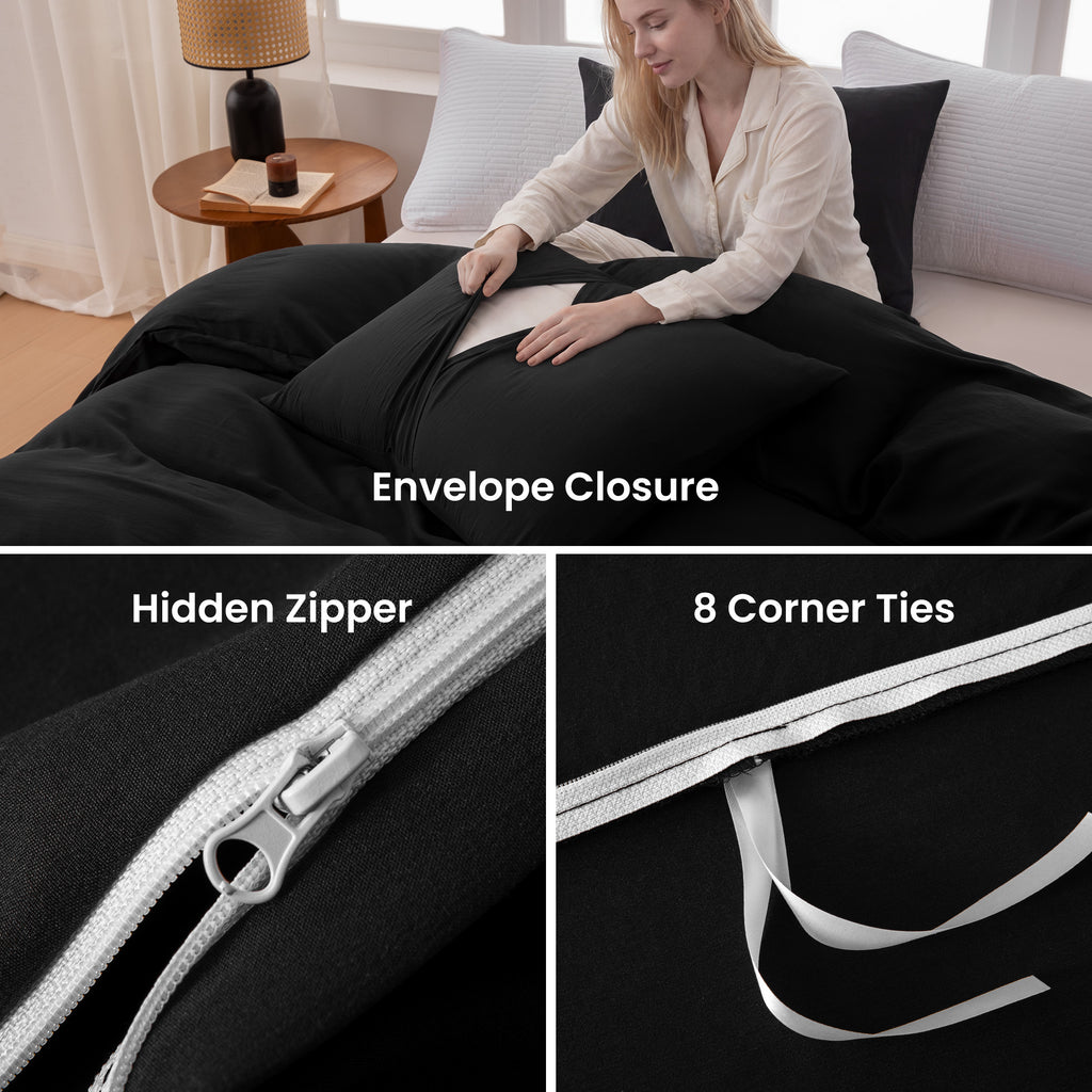 Washed Microfiber 100gsm Duvet Cover Set, All Season Bedding