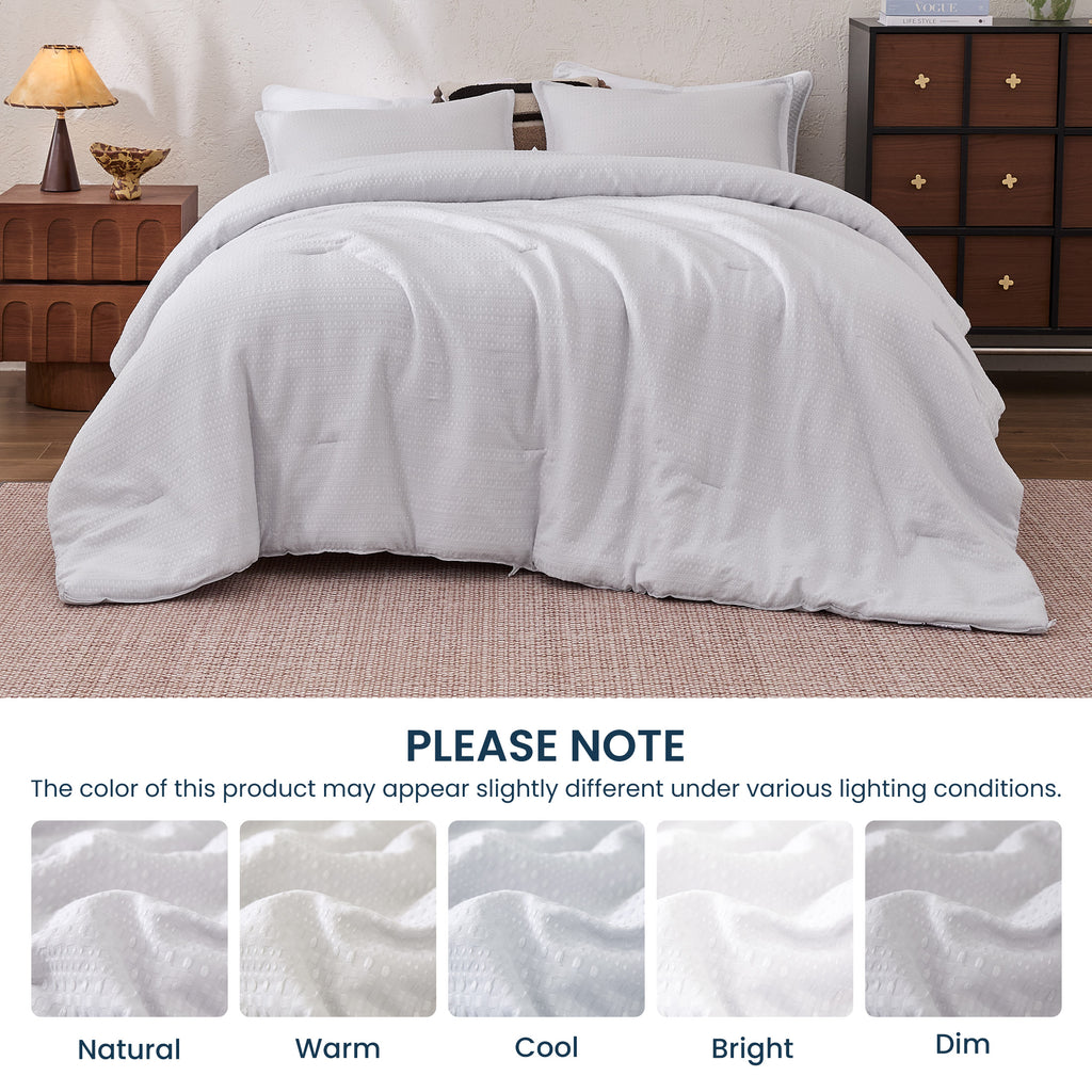 3D Waffle Comforter Set, OEKO-TEX Ultra-Soft Down Alternative Bedding