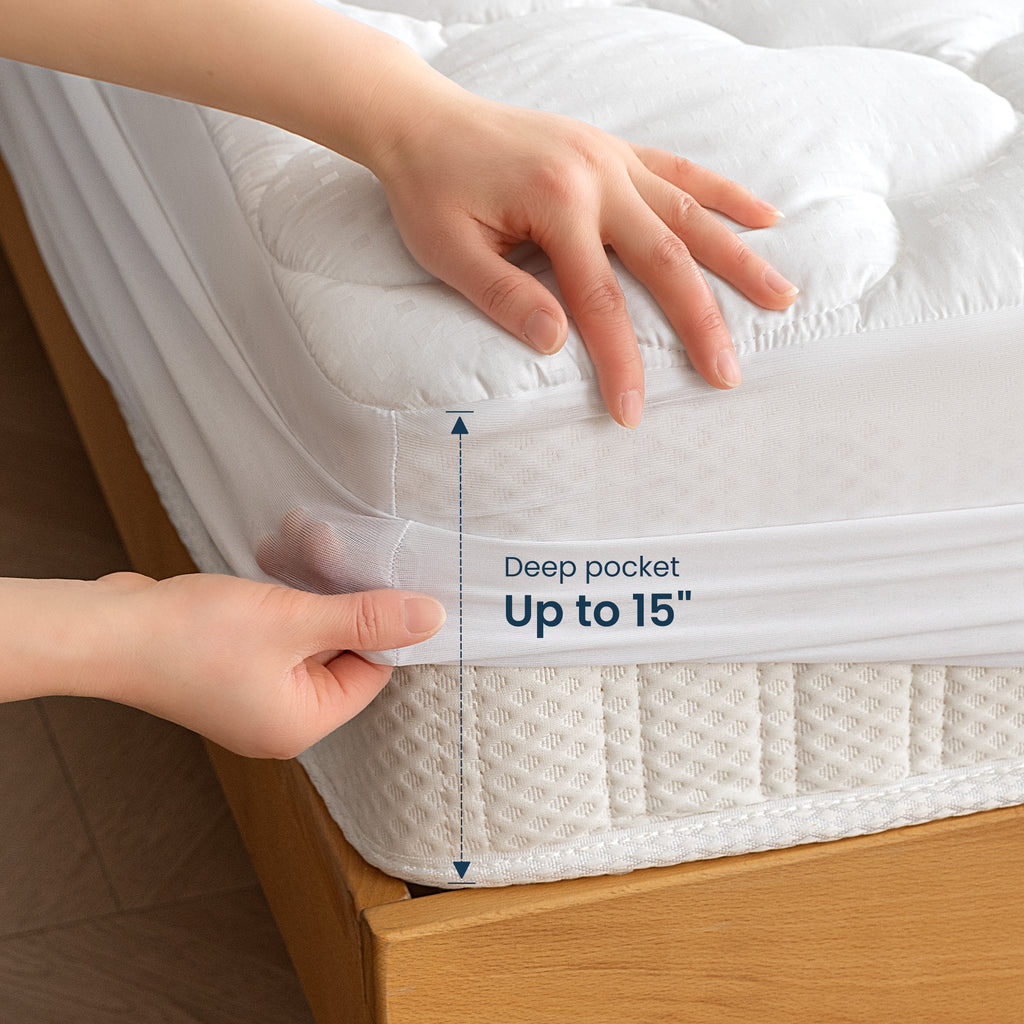 Mattress Pad, Cotton Clover Mattress Cover Deep Pocket Quilted Fitted