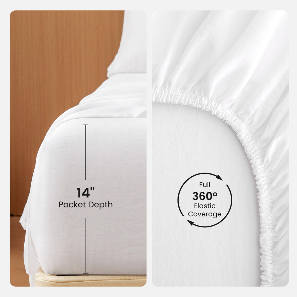 Washed Microfiber Sheet Set, Black 14 Inch Deep Pocket, Ultra Soft All Season