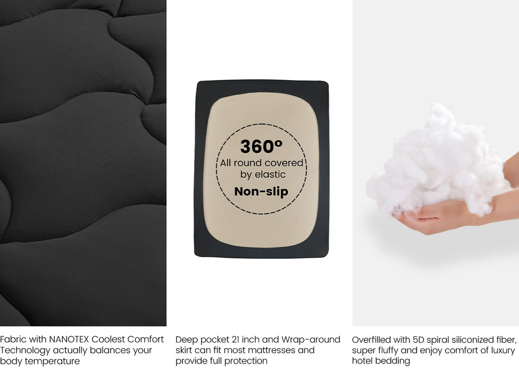 Premium Cooling Mattress Pad Beige for Hot Sleepers - Black