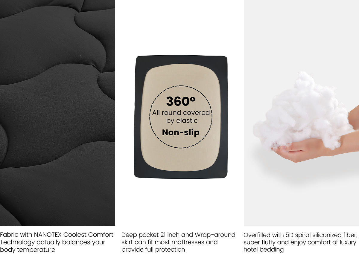 Premium Cooling Mattress Pad Beige for Hot Sleepers - Black