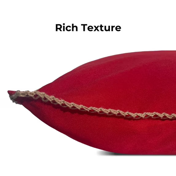 21"x21" Red Thick Thread Whipstitch Decorative Throw Pillow Covers, Festive for Holiday Decor(2 Pack)