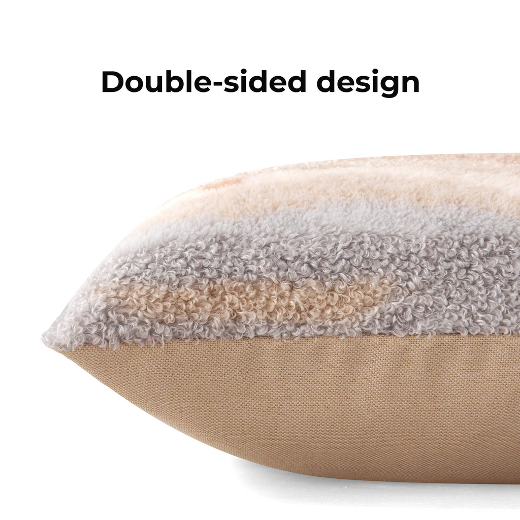 Patchwork Boucle Decorative Throw Pillow Covers, Cute for Toddler Bed(2 Pack)