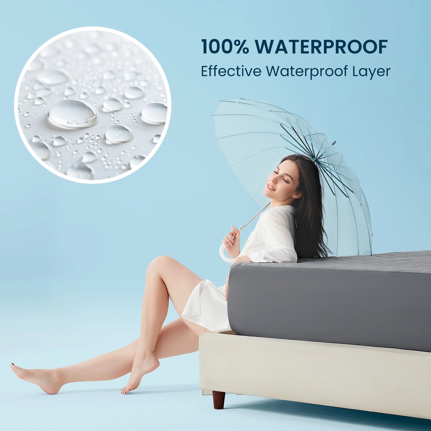 Cooling Mattress Pad, Waterproof Bedding Protector for Hot Sleepers