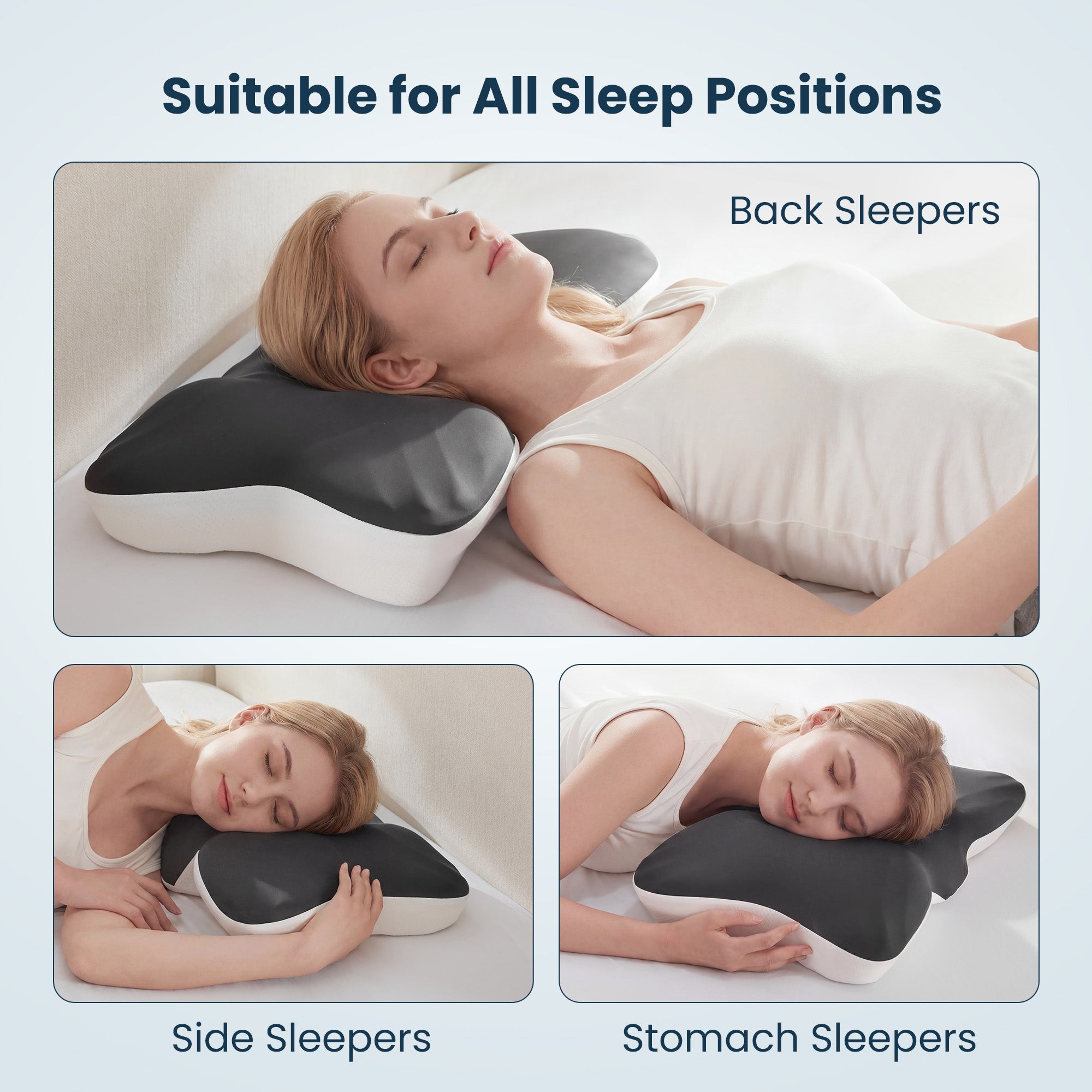 Butterfly Shaped Memory Foam Neck Pillow, Ergonomic Cervical Support Side Back Stomach Sleepers