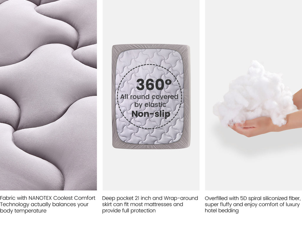 Premium Cooling Mattress Pad Beige for Hot Sleepers - Gray