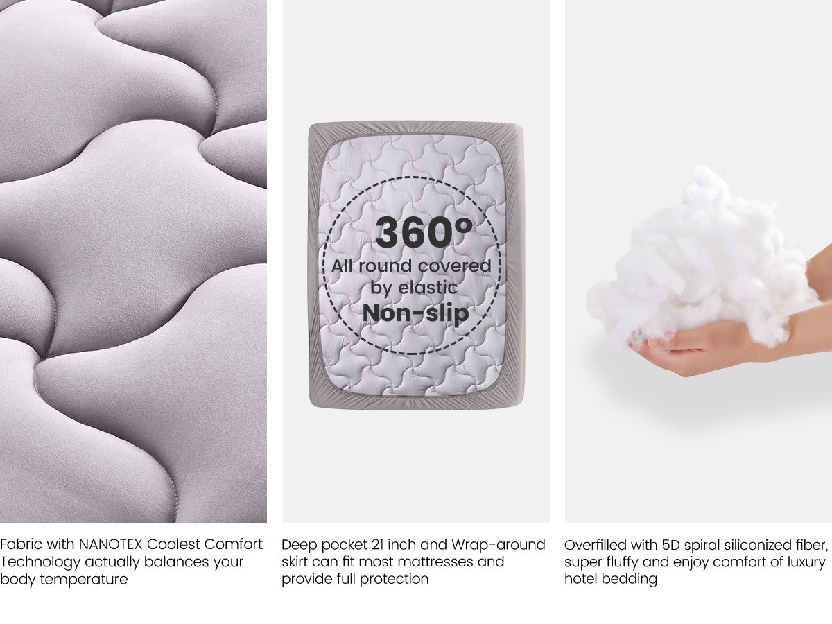 Premium Cooling Mattress Pad Beige for Hot Sleepers - Gray