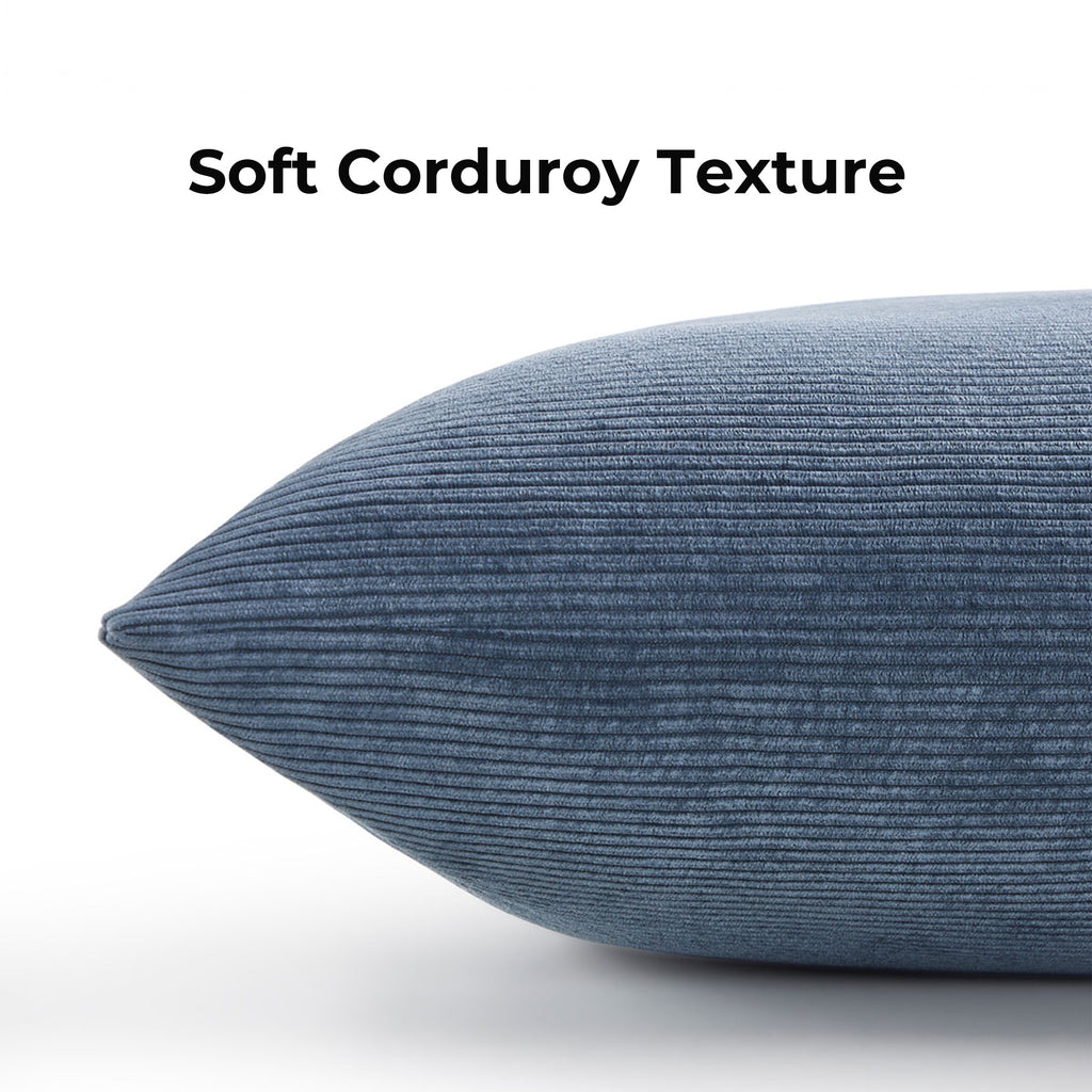 20"x20" Navy Blue Pinwale Corduroy Decorative Throw Pillow Covers, Retro for Den(2 Pack)