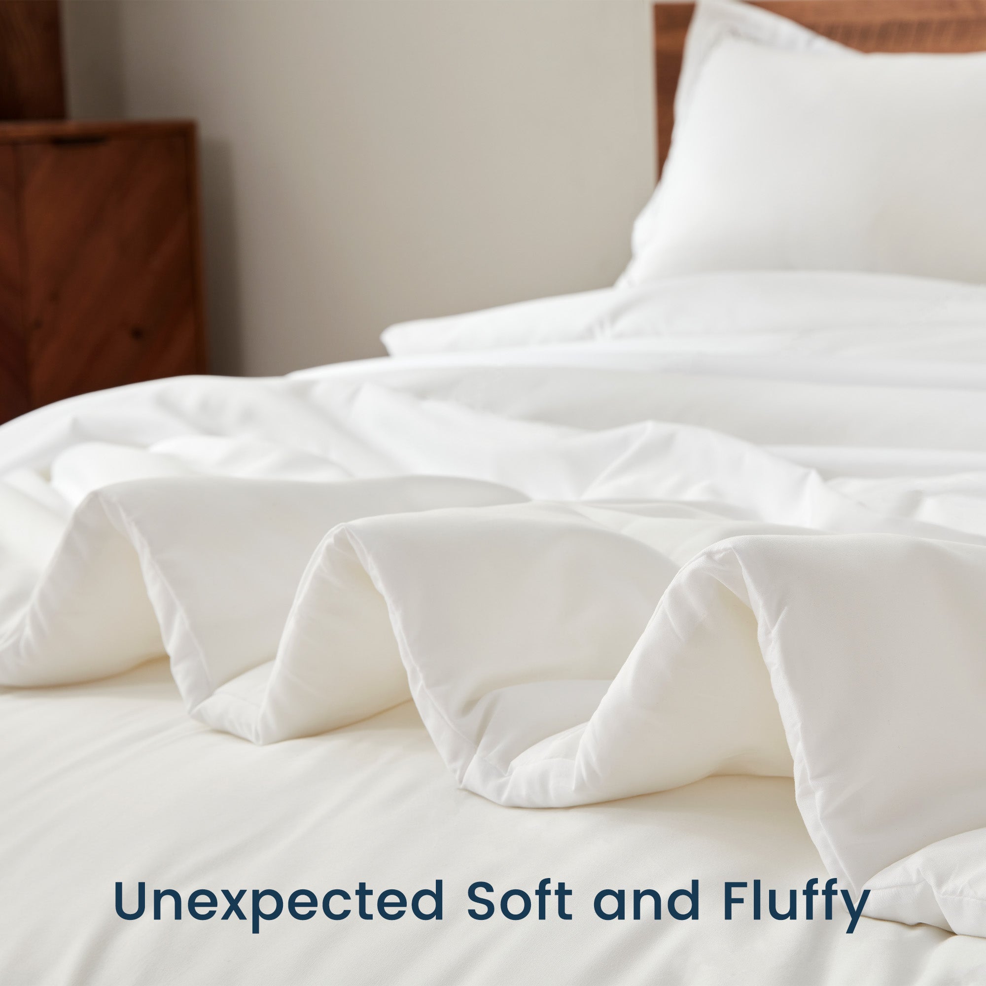 Luxury Hotel Collection Comforter Set, 3 Pieces Fluffy Lightweight Down Alternative Duvet Insert with Embroidered Stripes