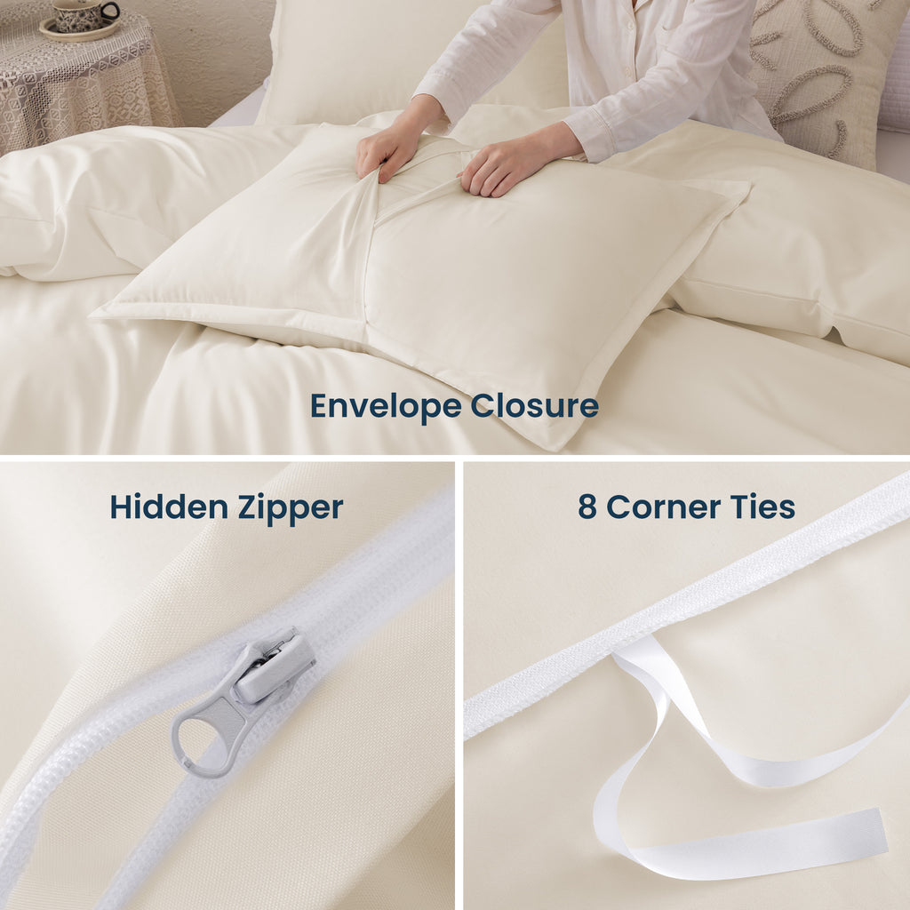 90gsm Duvet Cover Set Soft Microfiber Bedding with Zipper & Corner Ties
