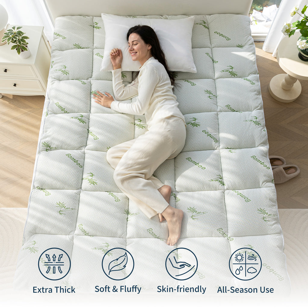 Sleep Zone Bamboo Mattress Topper California with Deep Pockets