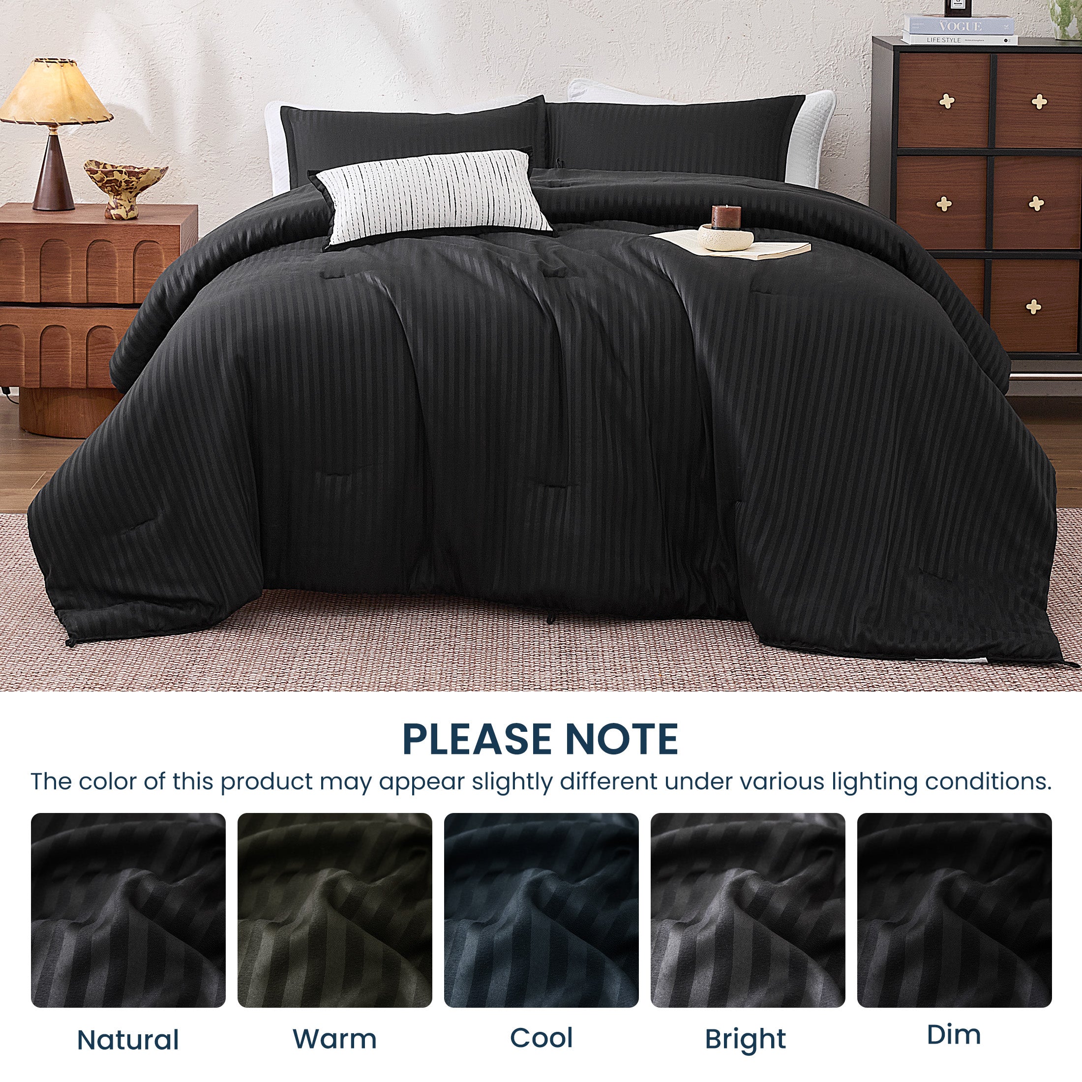 Striped Jacquard Bedding Set, Luxury Ultra Soft Comforter Set