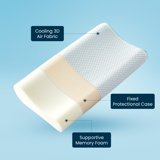 Standard Cooling Memory Foam Pillow, Ergonomic Adjustable Orthopedic Contour Bed Pillows Neck Support for Side Back Stomach Sleepers-Blue